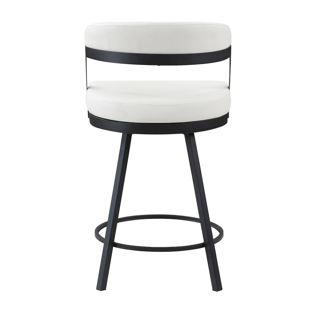 Crowley Faux leather Swivel Counter Height Chair in White. Picture 3