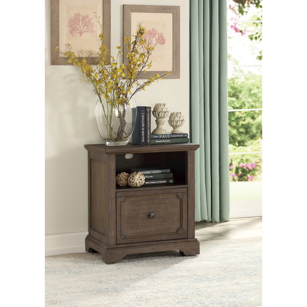 Toulon Pine Lateral File with Casters in Wire-Brushed Power Glaze Oak. Picture 2