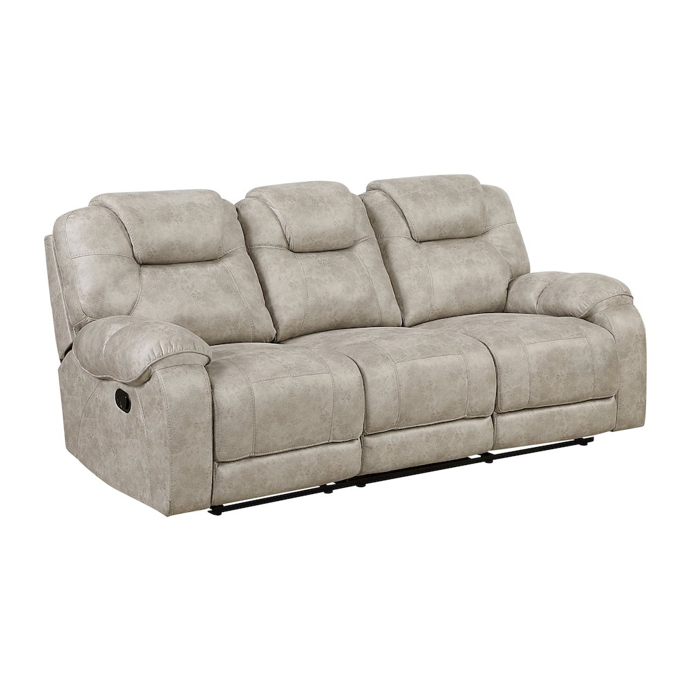 Gainesville Microfiber Double Reclining Sofa in Pewter. Picture 1