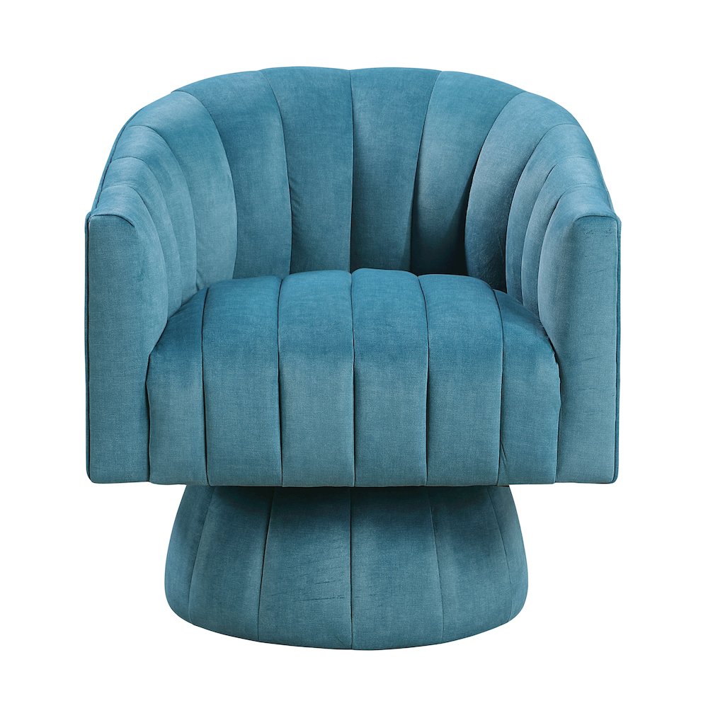 Lonita Velvet Swivel Chair in Dark Teal. Picture 4