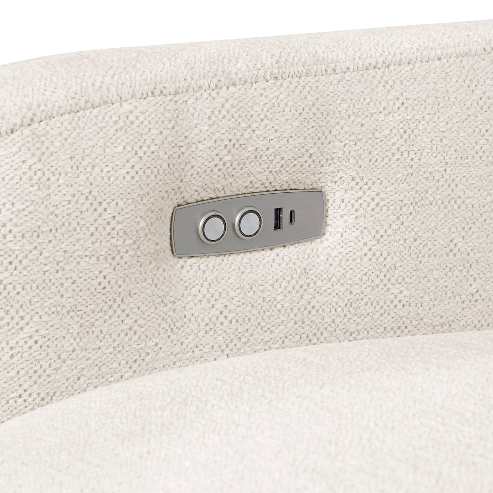Vera Chenille Power Double Reclining Love Seat in Beige. Picture 7