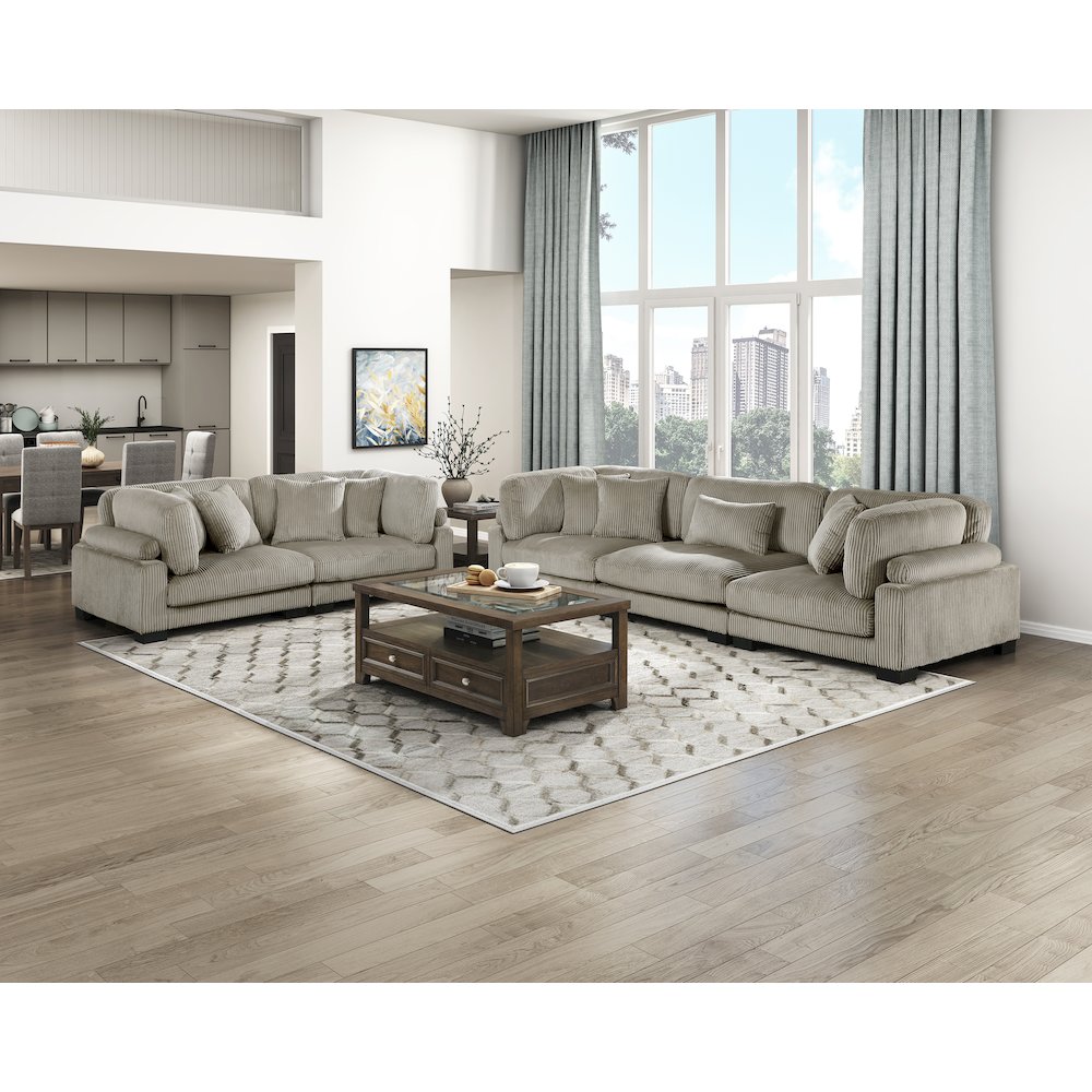 Traverse Corduroy Love Seat in Taupe. Picture 2