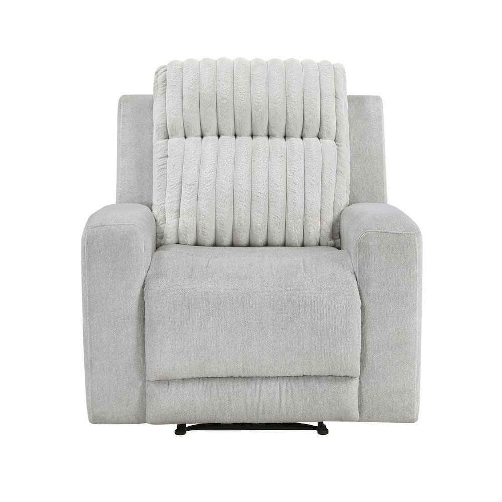 Benton Corduroy Reclining Chair in Light Gray. Picture 4