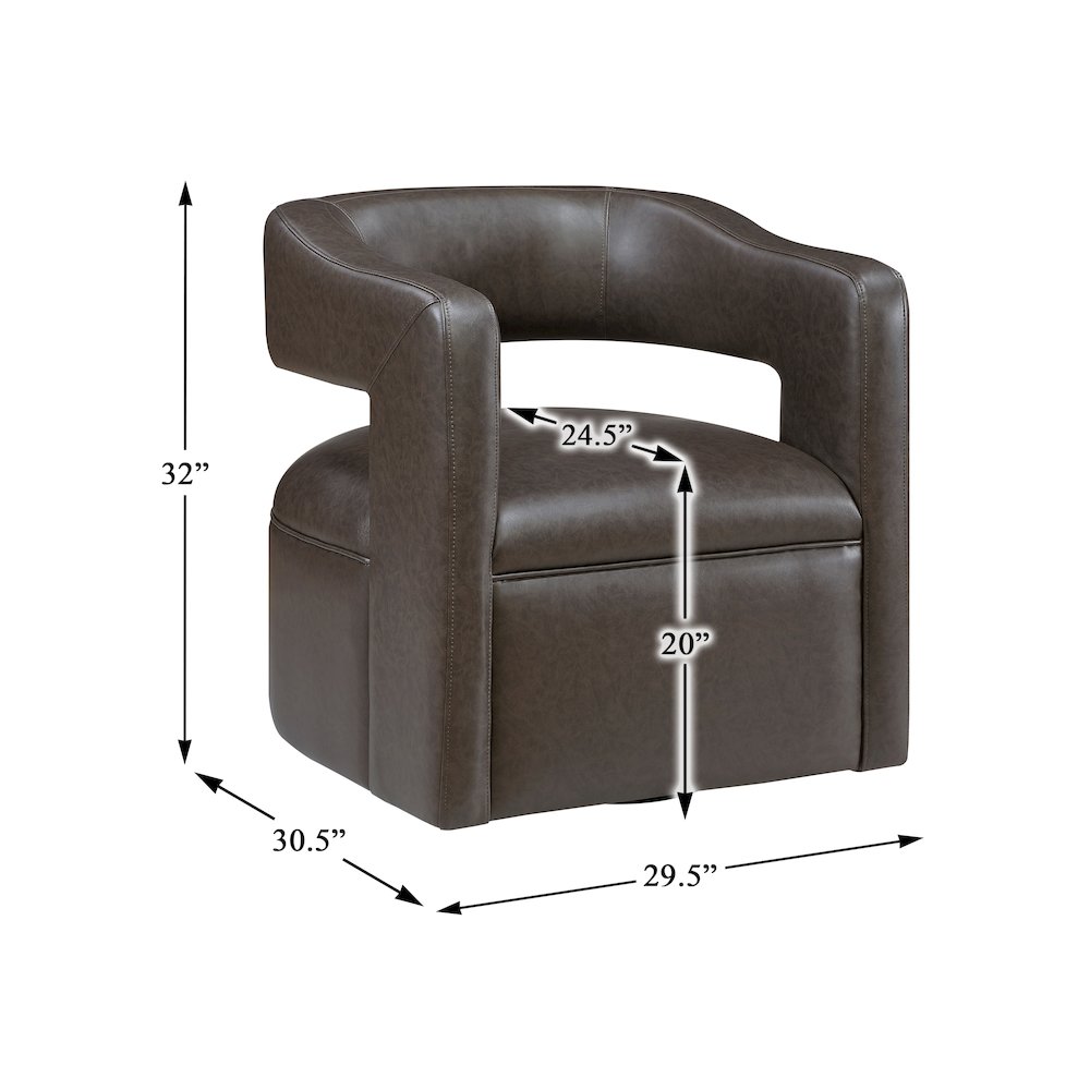 Sawyer Faux Leather Swivel Chair in Dark Coffee. Picture 6