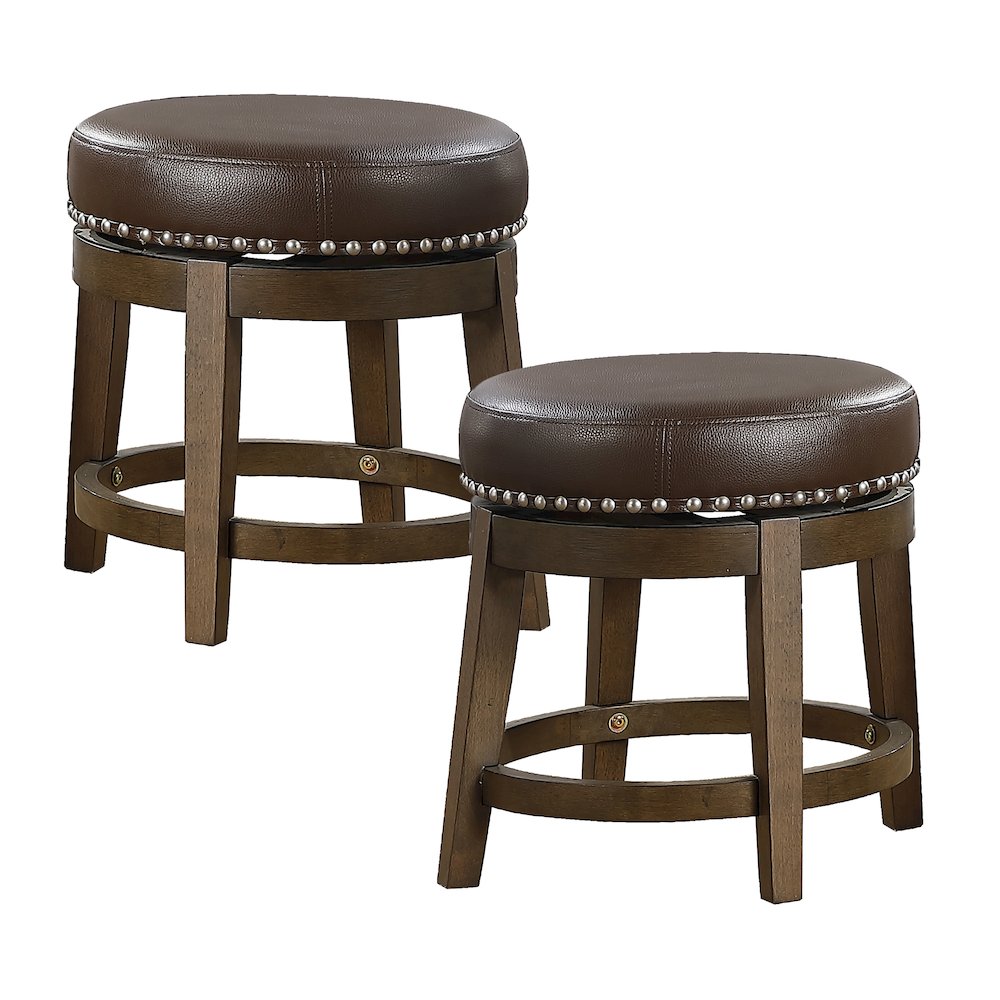 Westby Solid Wood 18" Round Swivel Stool, Set of 2 in Brown. Picture 3