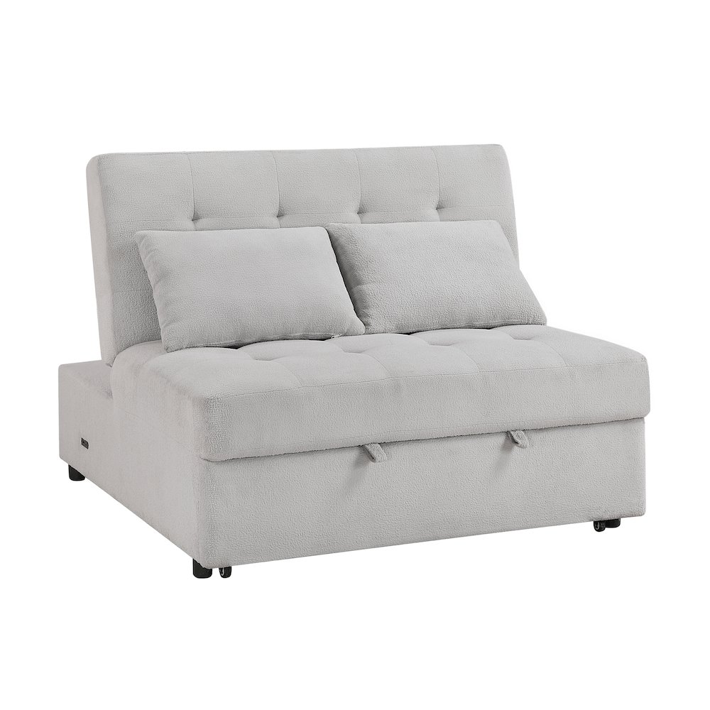 Desmond Textured Convertible Armless 2-Seater with Pull-out Bed in Gray. Picture 1