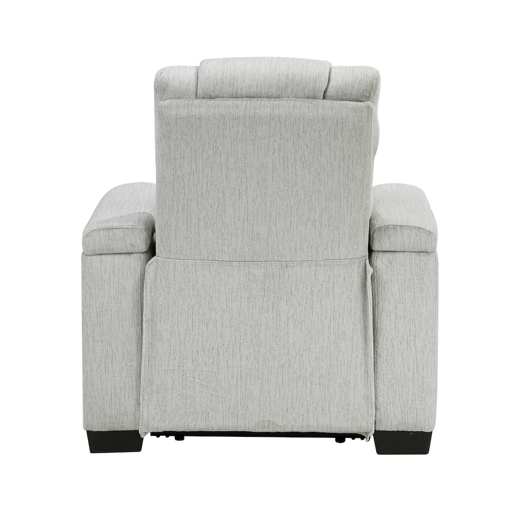 Ronan Microfiber Reclining Chair with Storage Arm and LED in Light Gray. Picture 3