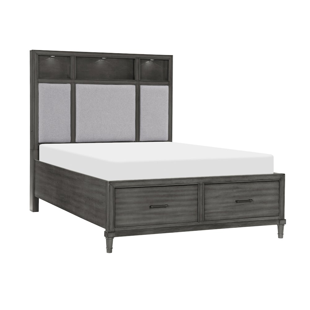 Wittenberry Asian Hardwood Queen Platform Bed in Gray. Picture 1