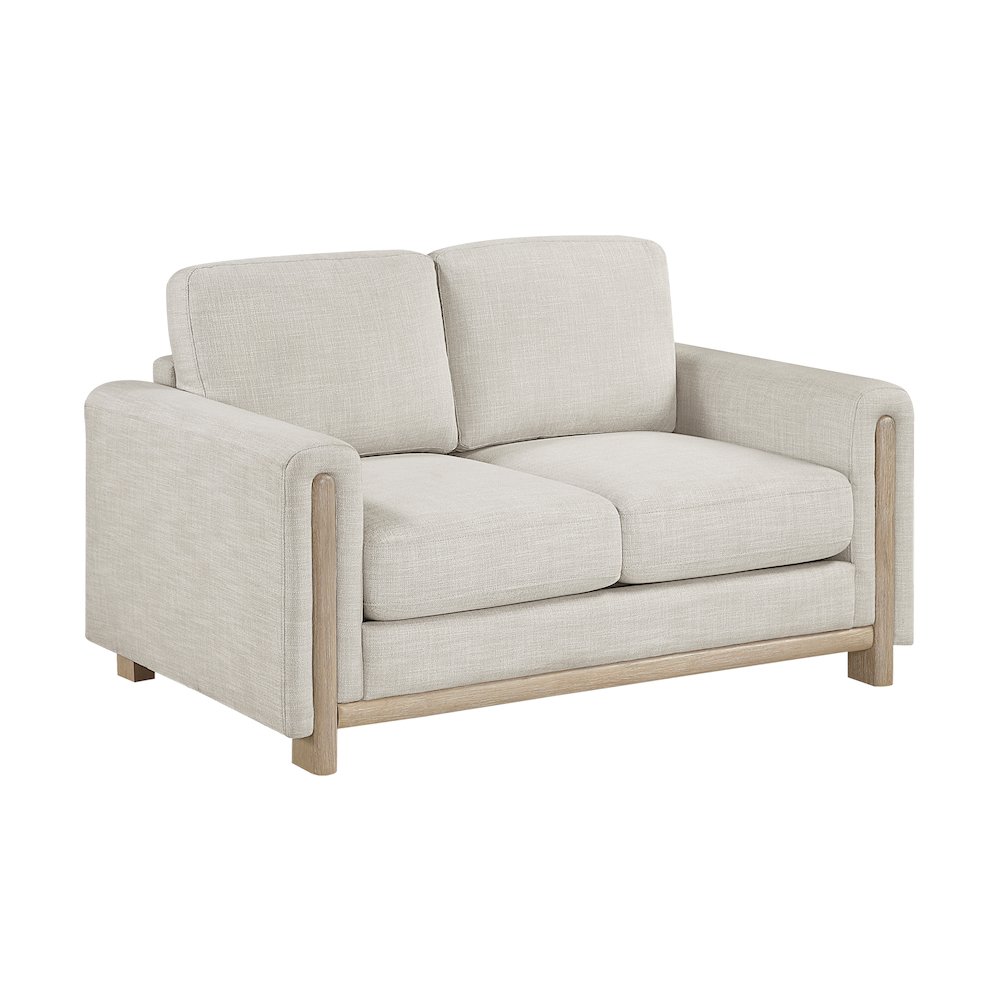 Echo Textured Love Seat in Beige. Picture 1