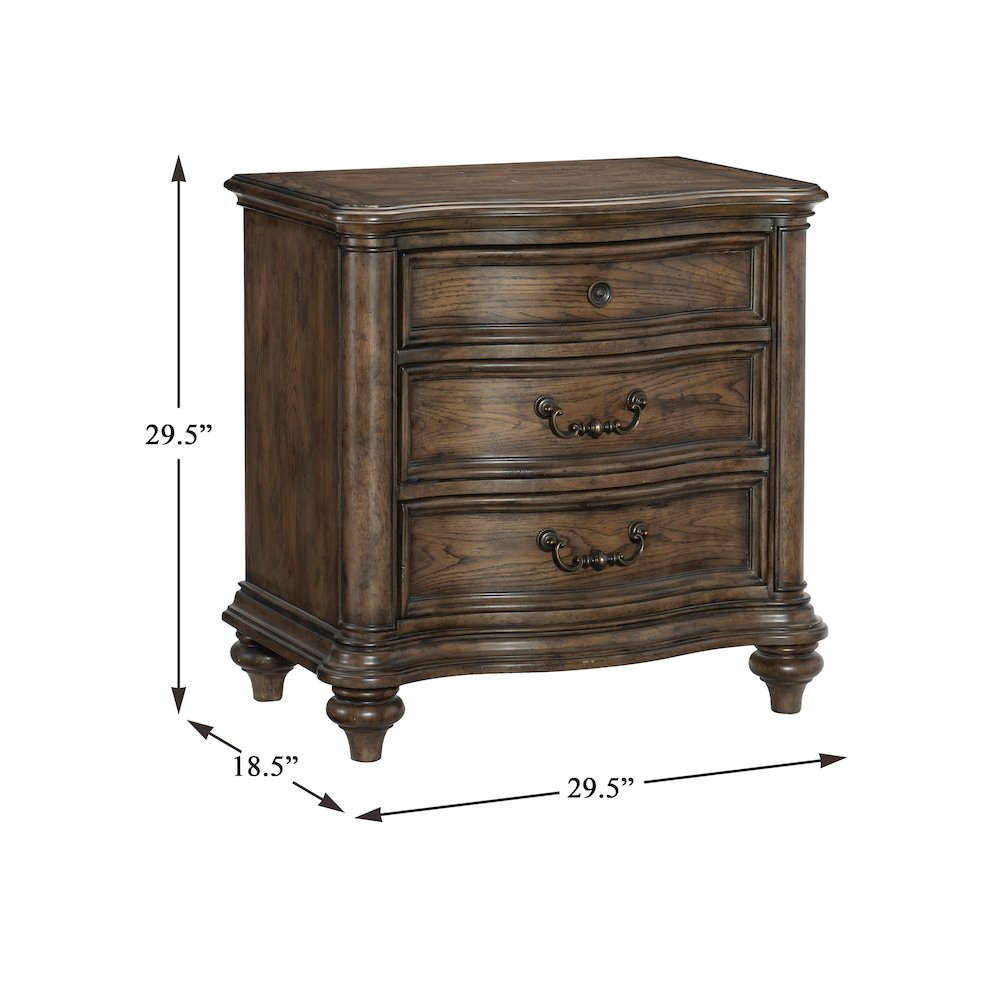 Heath Court Asian Hardwood Nightstand in Brown Oak. Picture 2