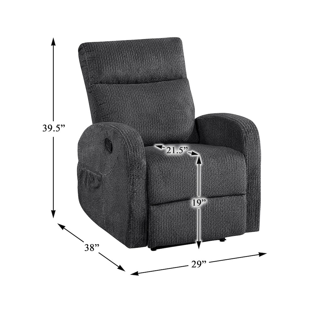 Allen Microfiber Reclining Chair in Dark Gray. Picture 4