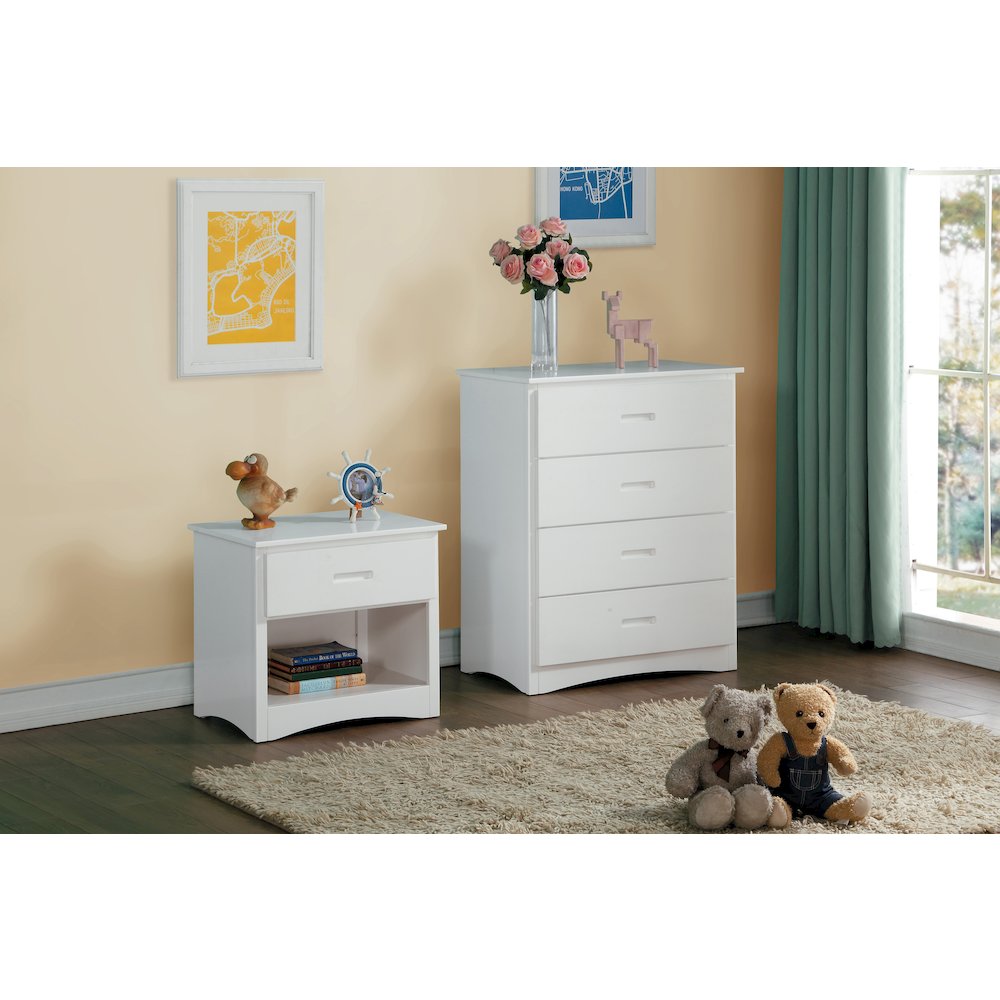 Galen Pine Night Stand in White. Picture 2