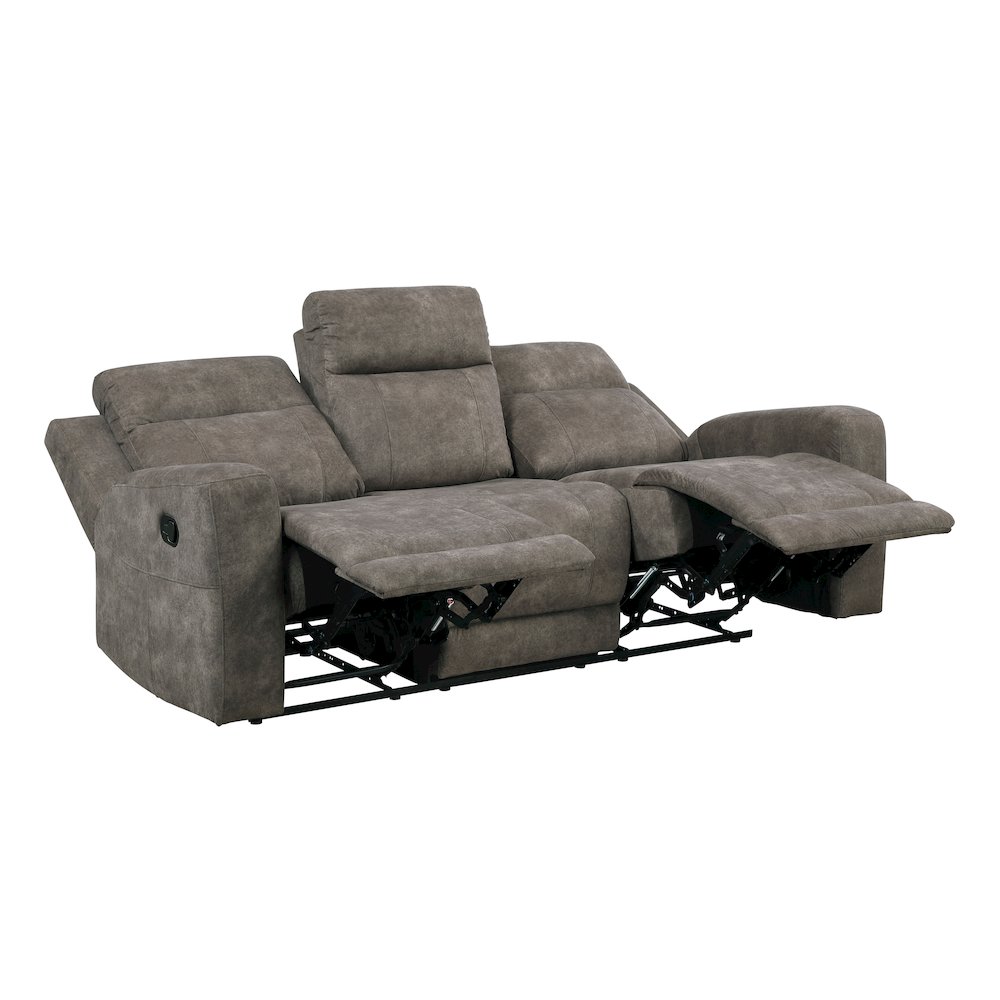 Muncie Microfiber Double Reclining Sofa in Brown. Picture 6