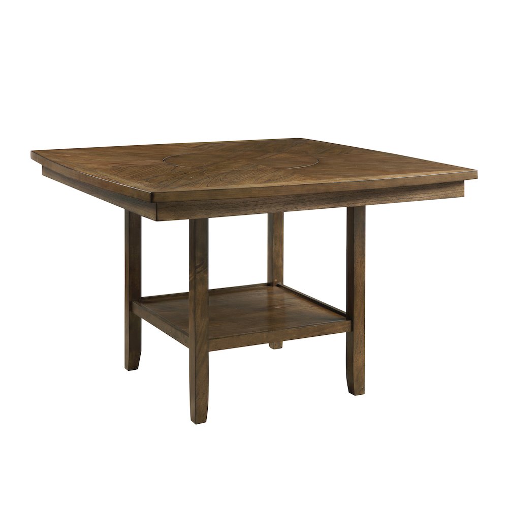 Balin Wood Counter Height Table with lazy susan in Light oak. Picture 1