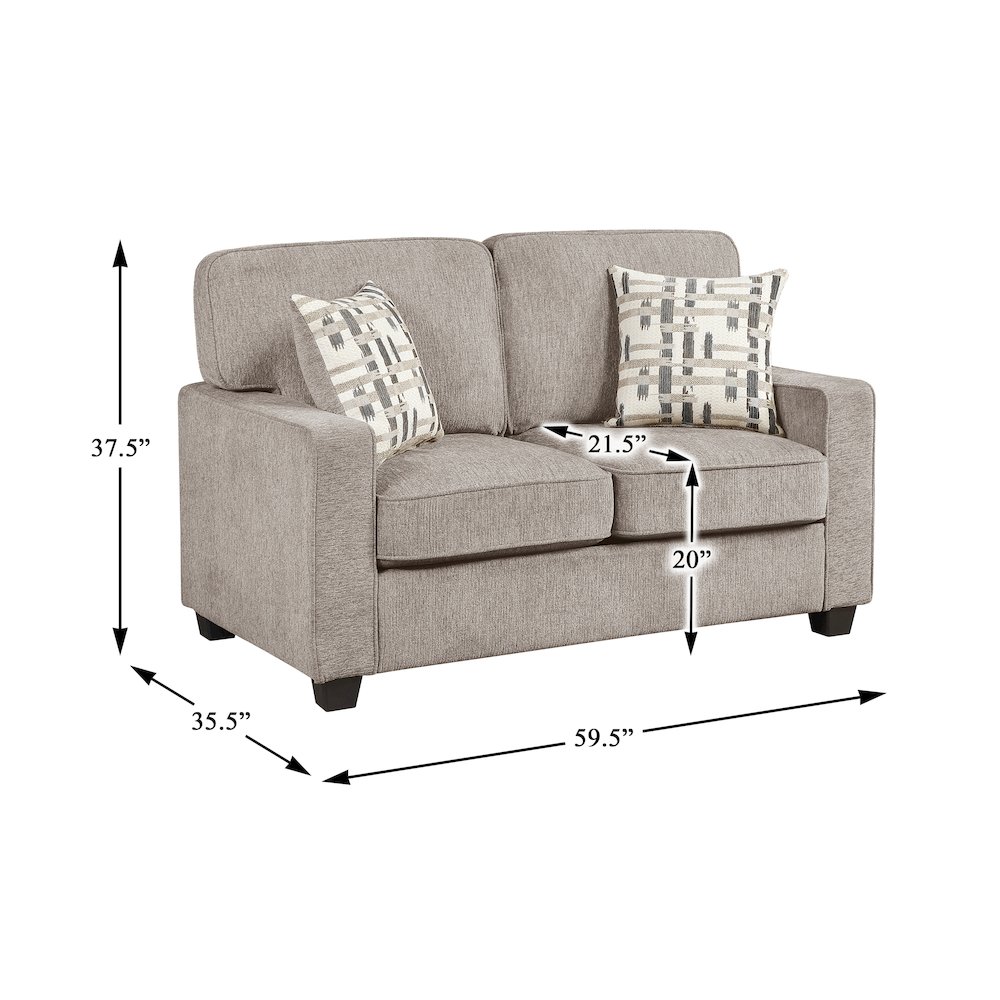 Frances Chenille Love Seat in Taupe. Picture 5