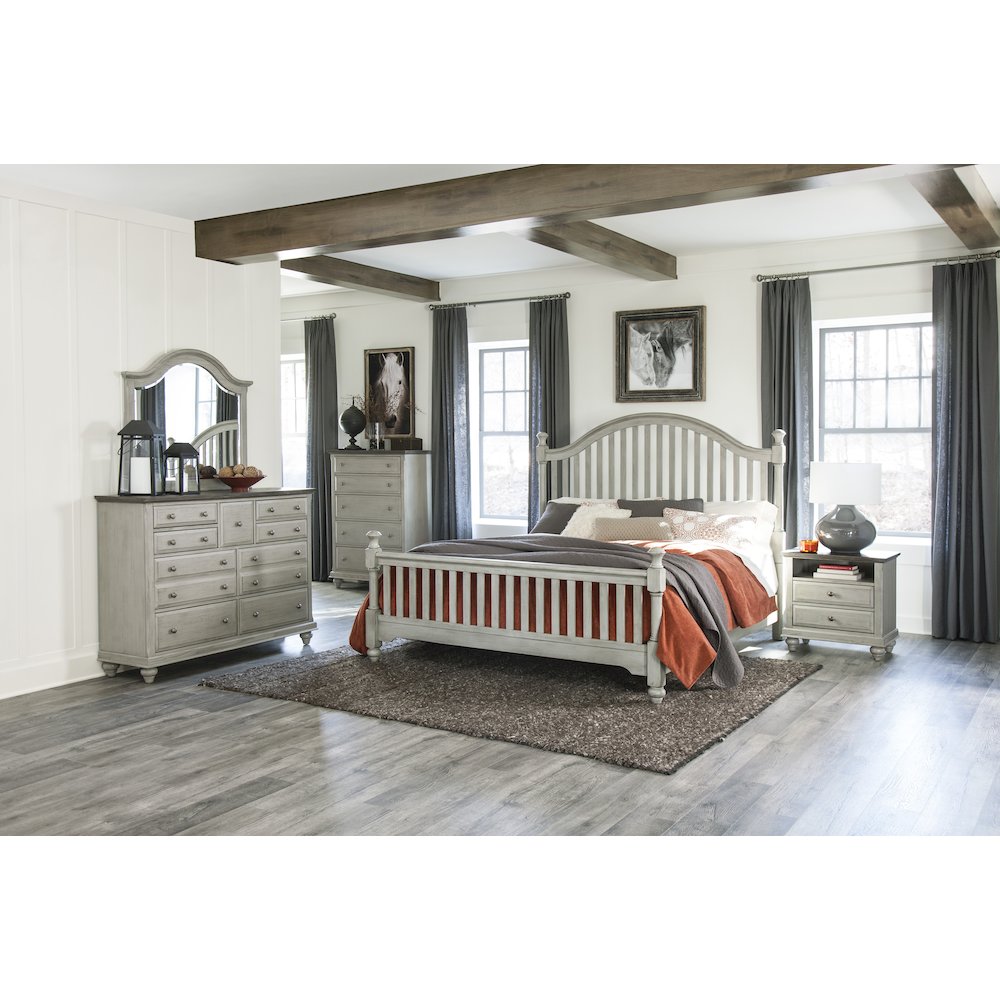 Mossbrook Pine Nightstand in 2-Tone Finish: Dark Brown and Light Gray. Picture 2