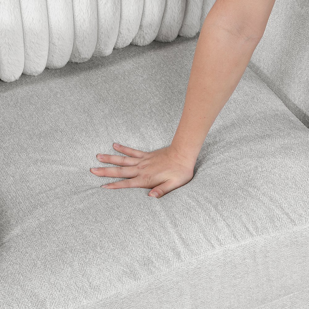 Santiago Microfiber Love Seat in Light Gray. Picture 11