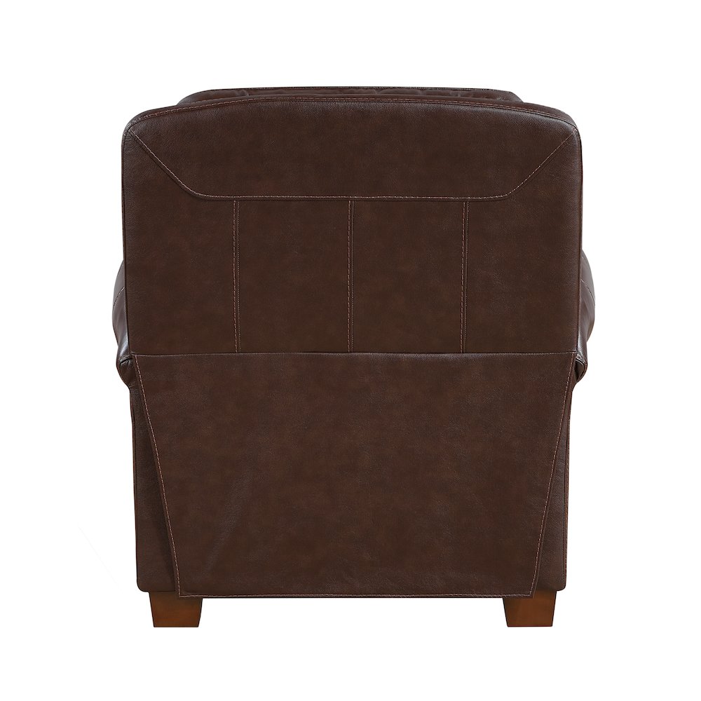 Remington Leather Push Back Reclining Chair in Brown. Picture 3