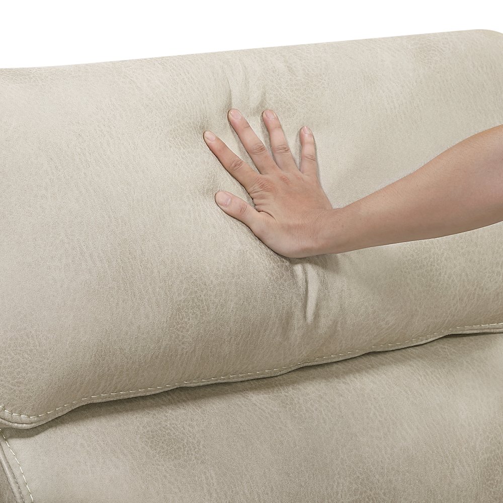 Proctor Microfiber Pwr Dbl Reclining L. Seat with Center Console in Sand. Picture 8