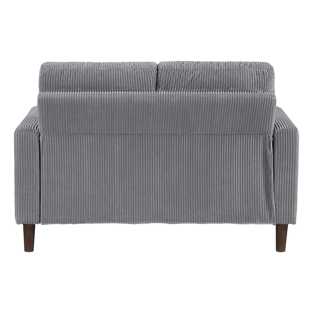 Crandall Corduroy 3pc Set: Sofa, Loveseat, Chair in Gray. Picture 7