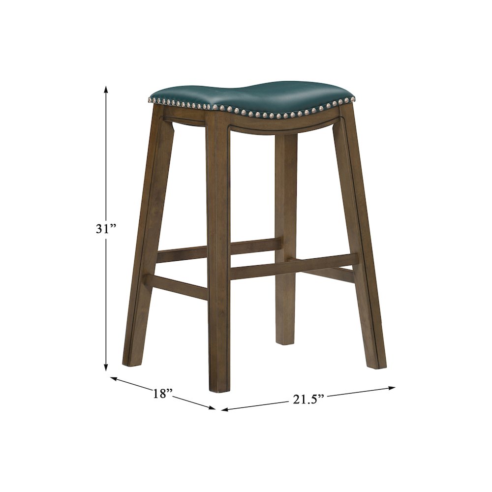 Ordway Solid Wood 29" Height Saddle Stool in Green. Picture 4