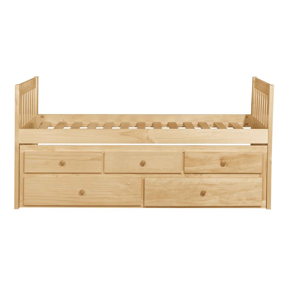 Bartly Pine Twin Over Twin Trundle Bed in Natural Pine. Picture 6