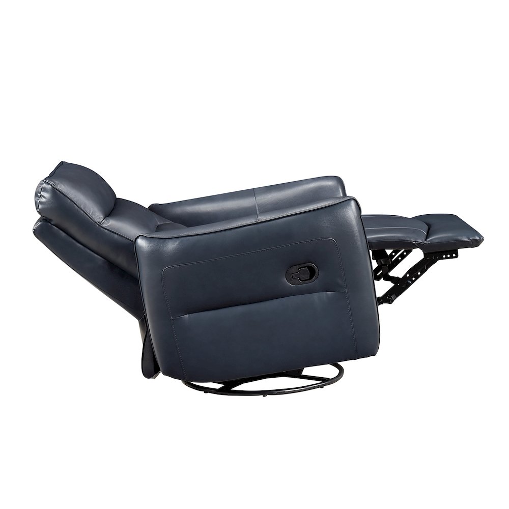 Thomas Leather Swivel Glider Reclining Chair in Dark Blue. Picture 11