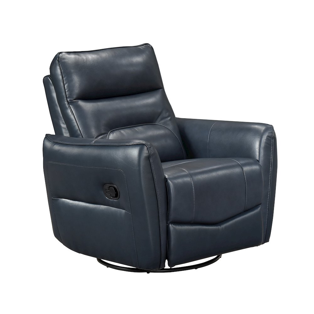 Thomas Leather Swivel Glider Reclining Chair in Dark Blue. Picture 1