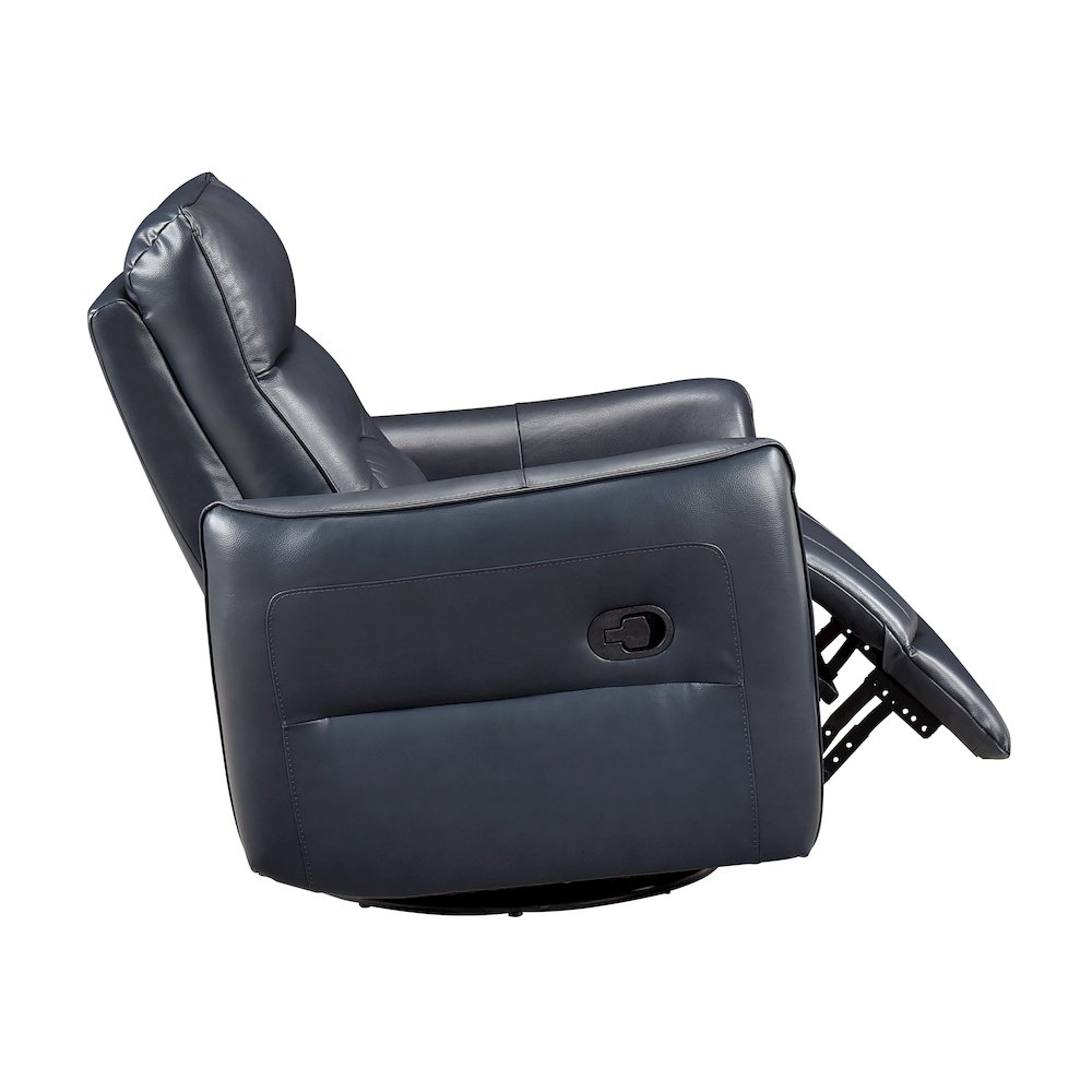 Thomas Leather Swivel Glider Reclining Chair in Dark Blue. Picture 10