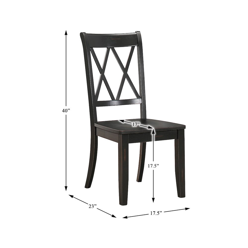 Janina Wood Dining Room Side Chair, set of 2 in Black. Picture 4