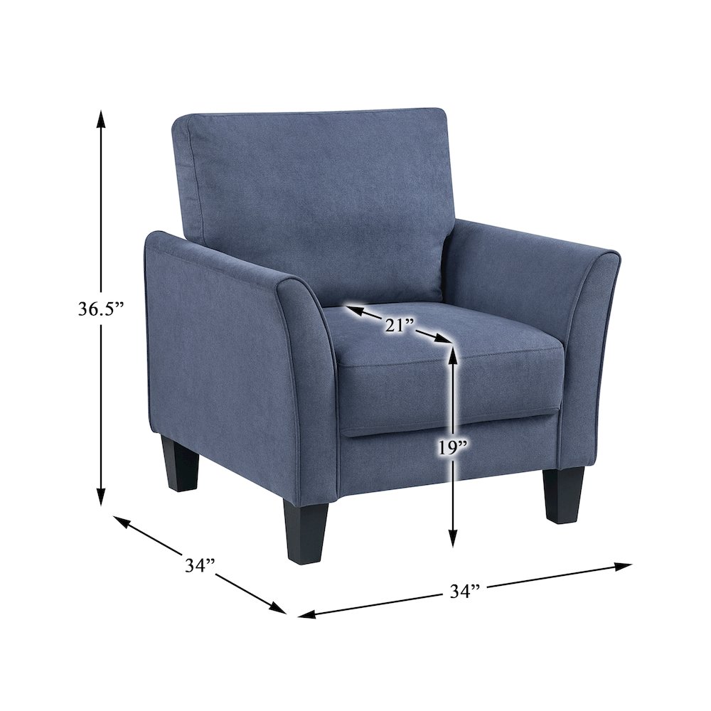 Aliana Textured 3pc Set: Sofa, Loveseat, Chair in Blue. Picture 14