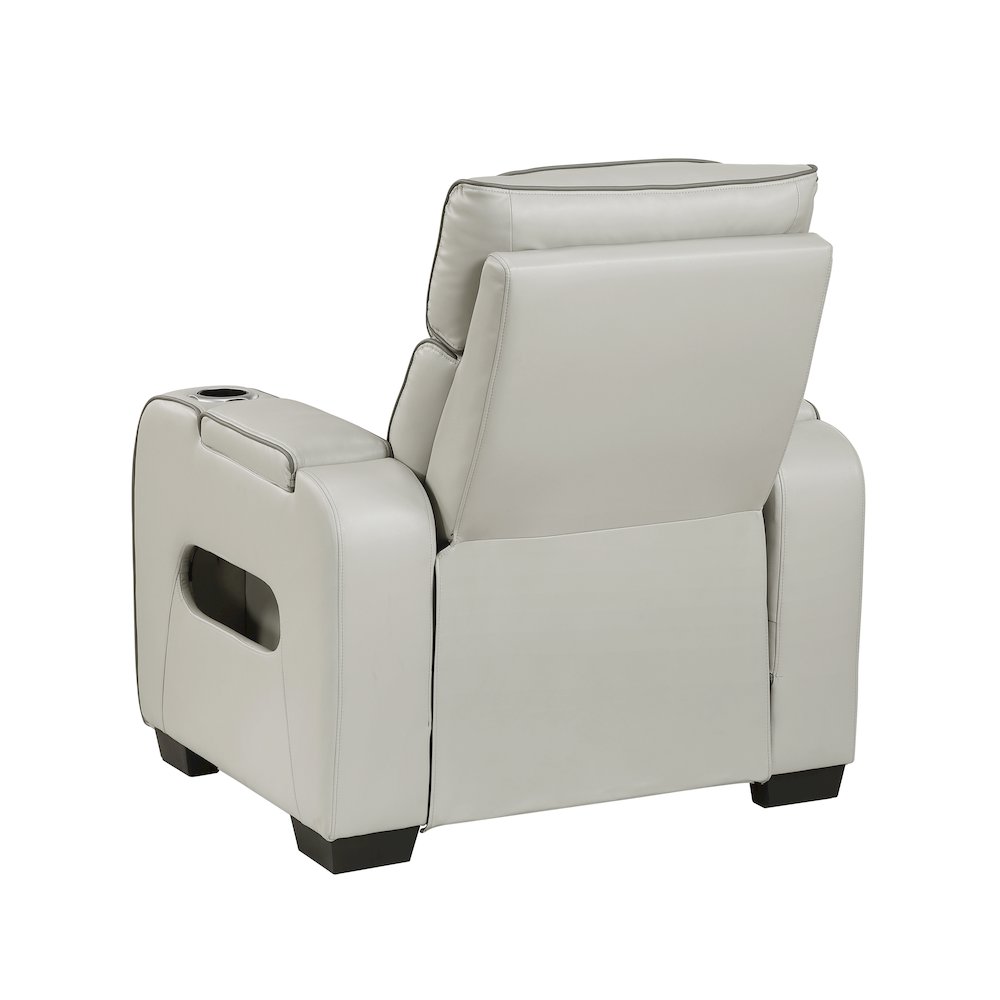 Fairway Faux Leather Power Reclining Chair with Power Headrest in Taupe. Picture 5