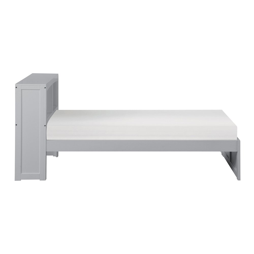 Orion Pine Twin Bookcase Bed in Gray. Picture 4