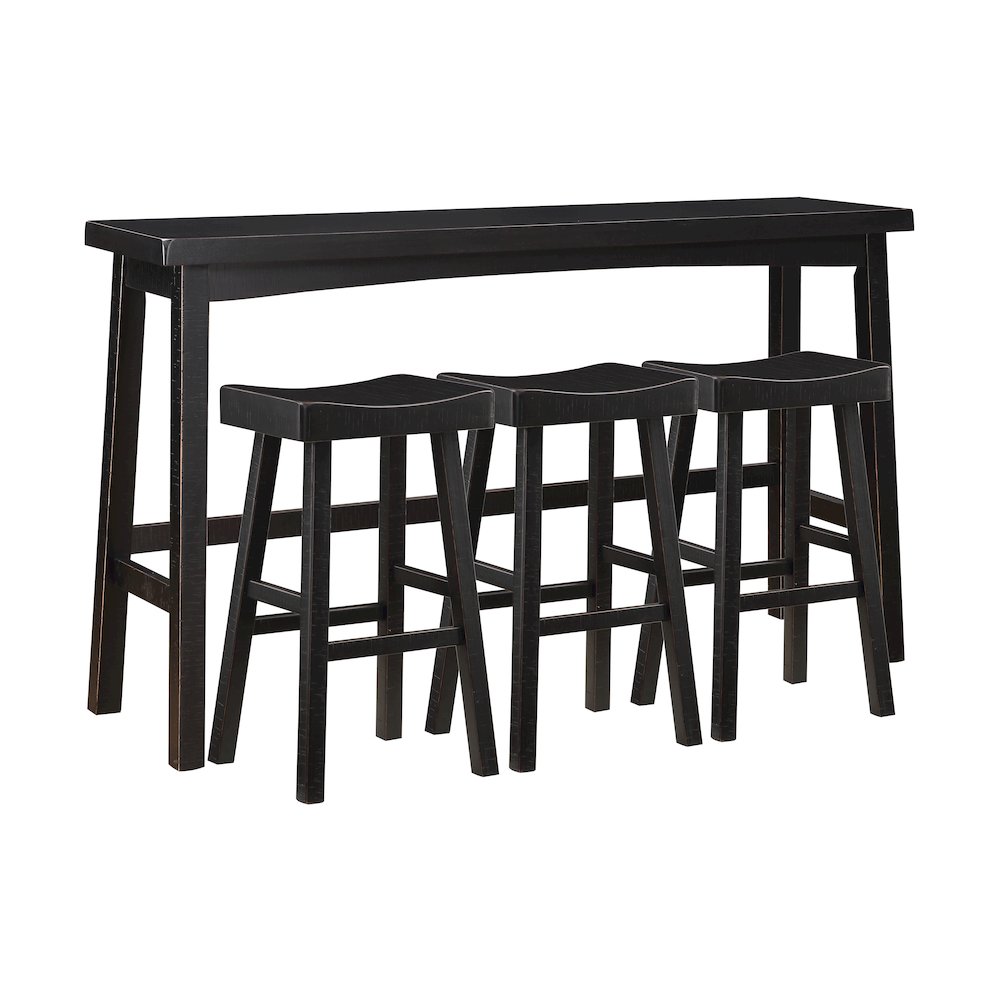 Caspian Solid Wood Pub Height Set (set of 4) in Black Finish. Picture 1