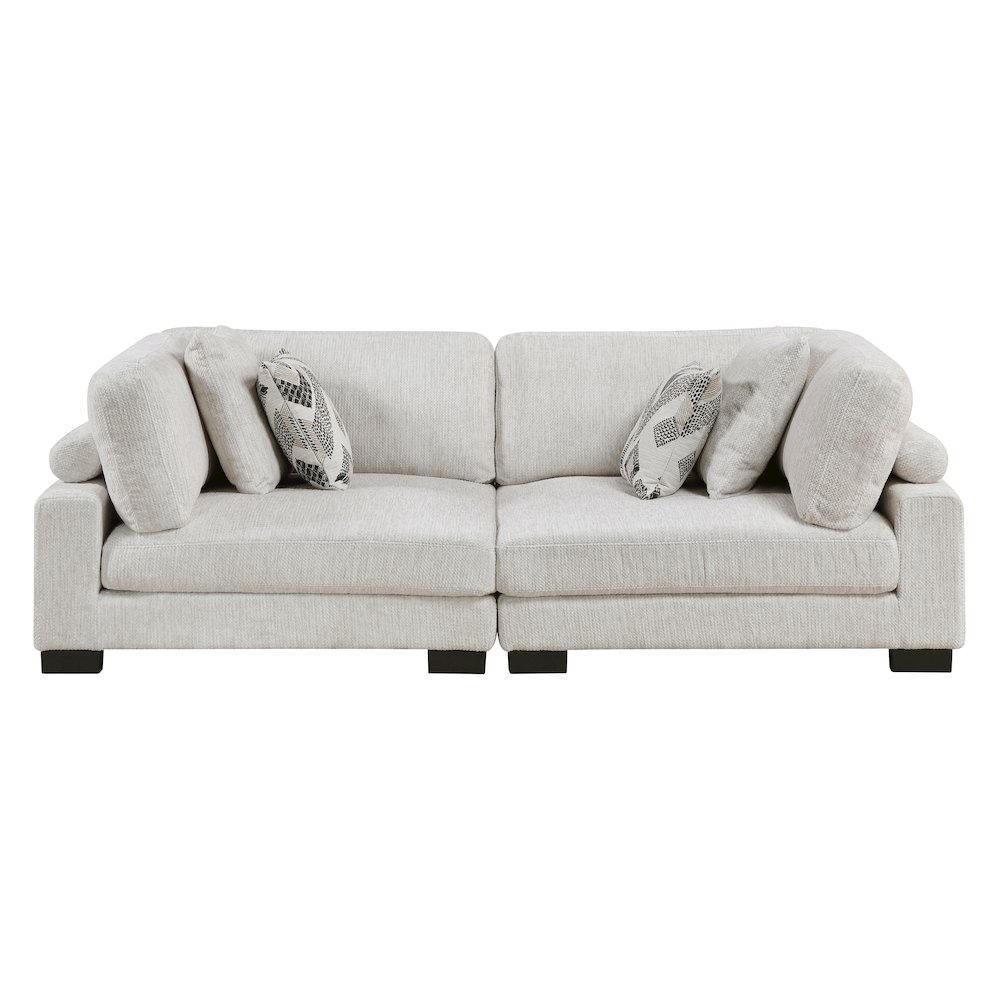 Corydon Microfiber Love Seat in Beige. Picture 6