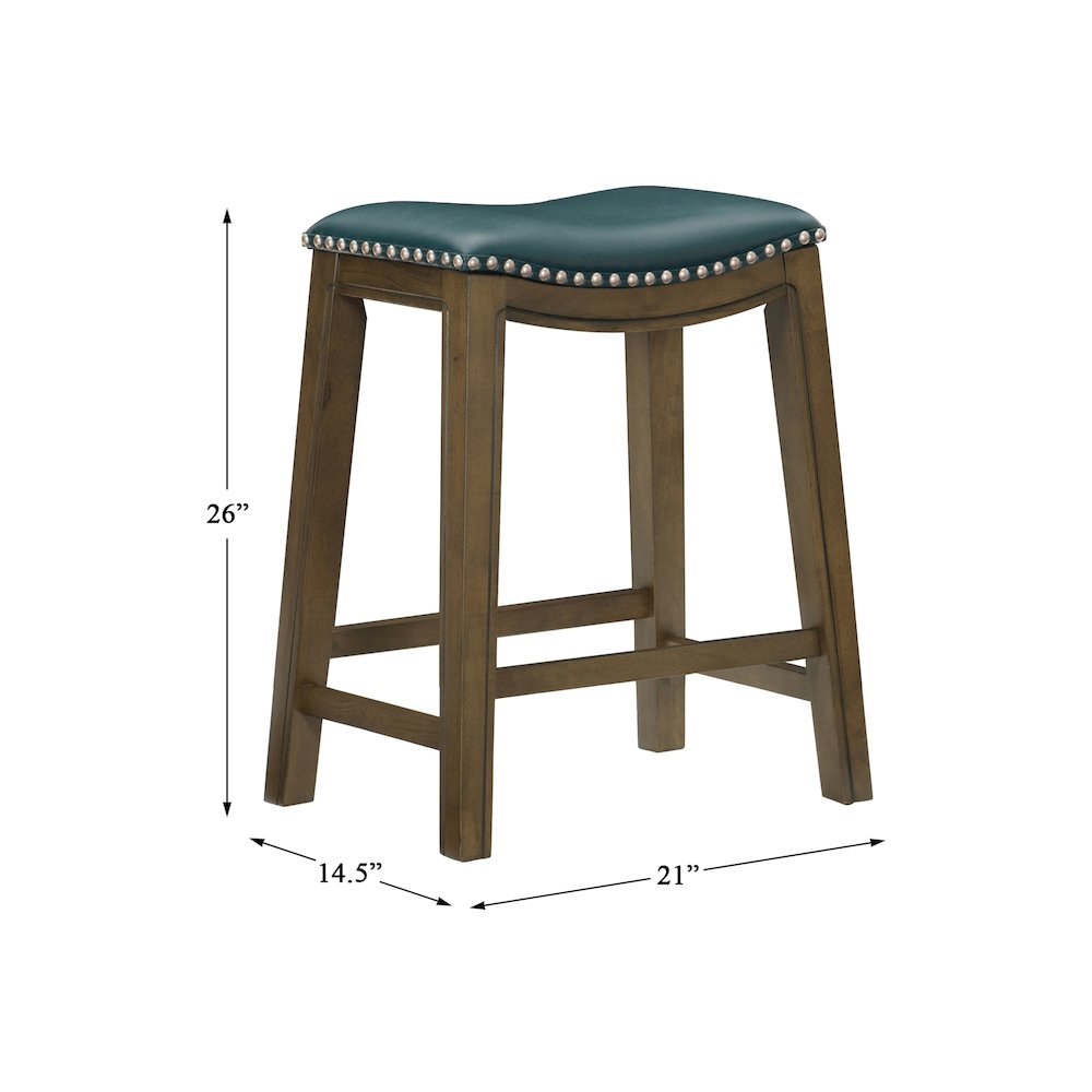 Ordway Solid Wood 24" Height Saddle Stool in Green. Picture 4