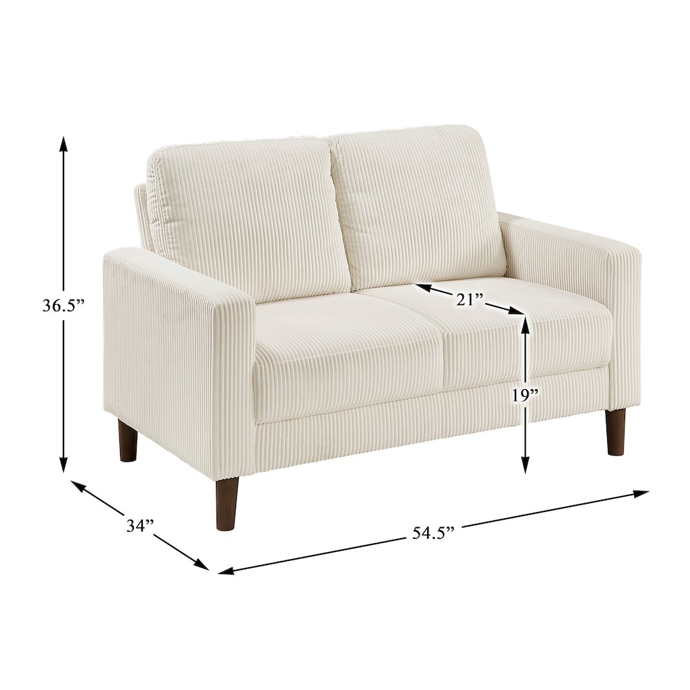 Crandall Corduroy Love Seat in Beige. Picture 6