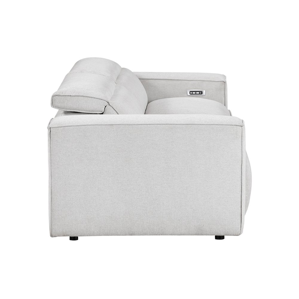 Phoebe Microfiber Power Double Reclining Love Seat in Light Gray. Picture 6
