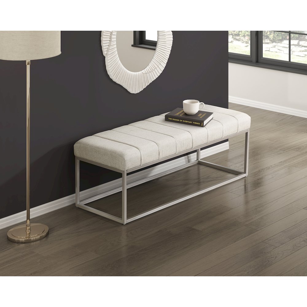 Wendell Textured Bench in Beige. Picture 2