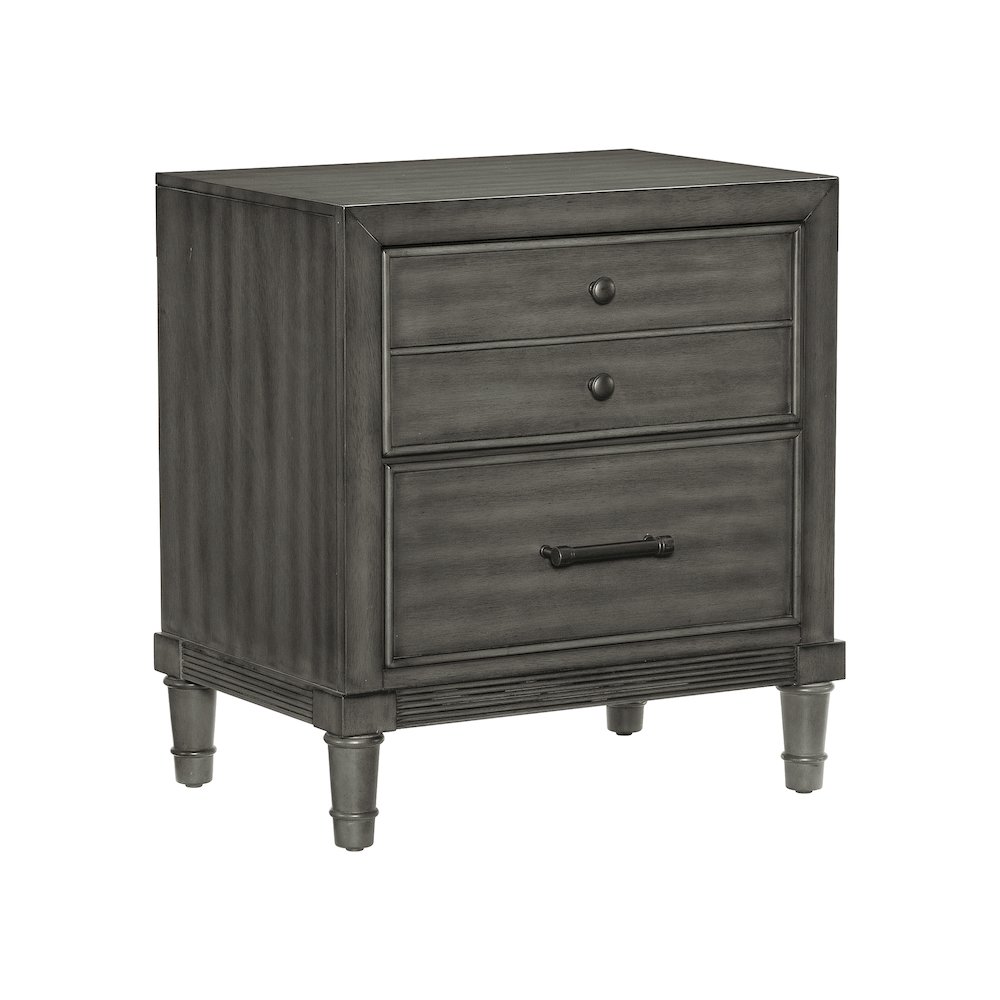 Wittenberry Asian Hardwood Nightstand in Gray. Picture 1