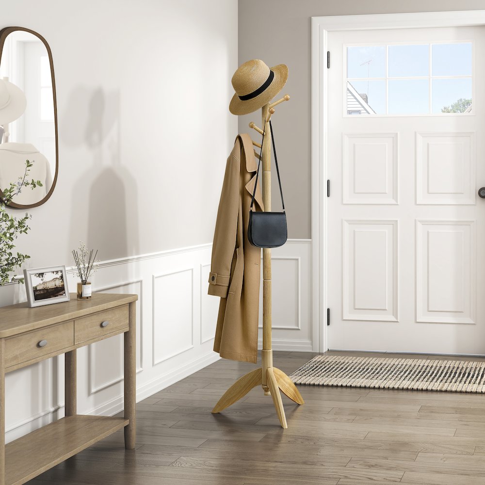 Moe Rubberwood Coat Rack in Natural. Picture 2