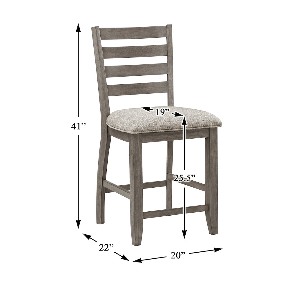 Tigard Asian Hardwood 5-Piece Counter Height Dining Set in Cherry & Gray. Picture 5