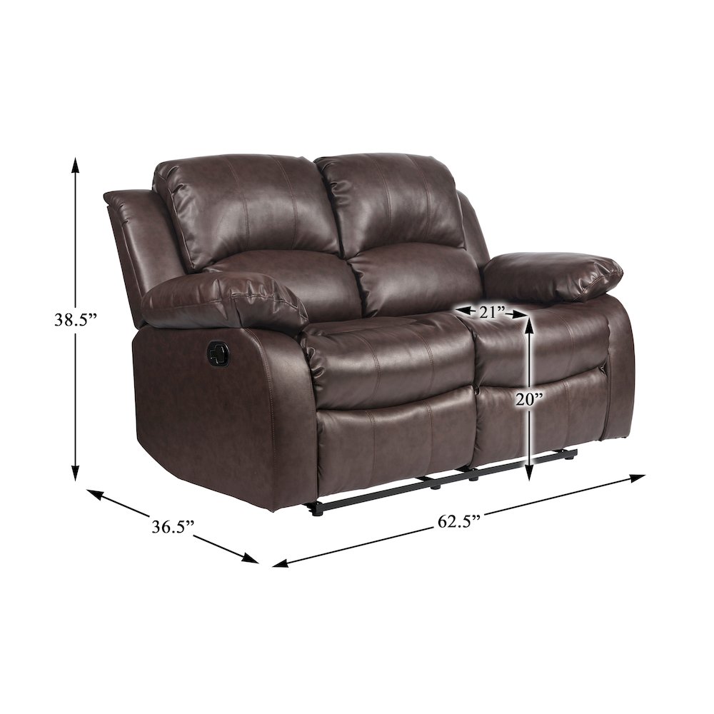 Cranley Faux Leather Double Reclining Loveseat in Black. Picture 7