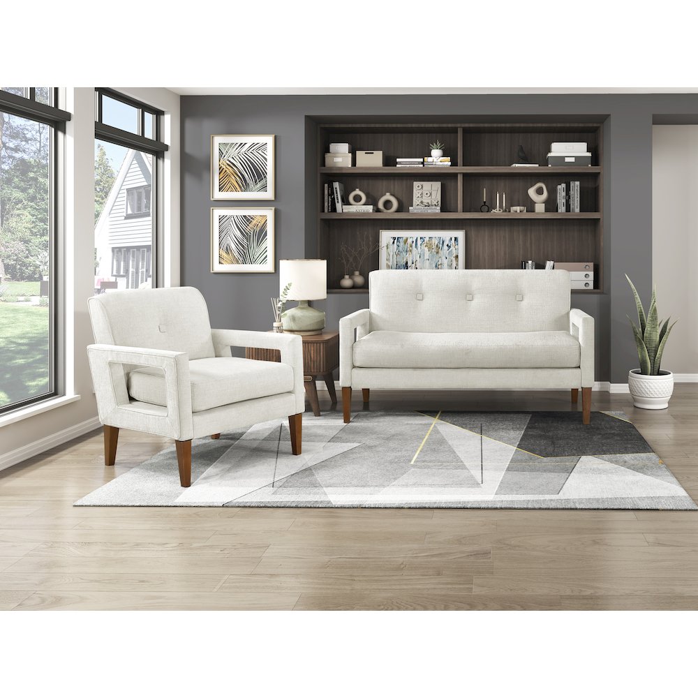 Belfort Chenille Love Seat in Beige. Picture 3