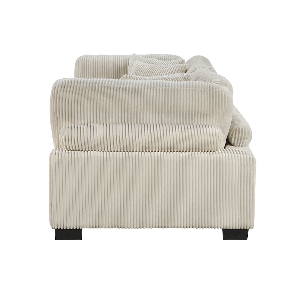 Traverse Corduroy Love Seat in Beige. Picture 5