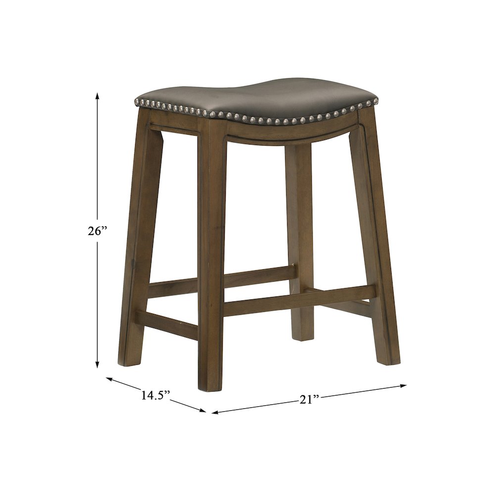 Ordway Solid Wood 24" Height Saddle Stool in Gray. Picture 4