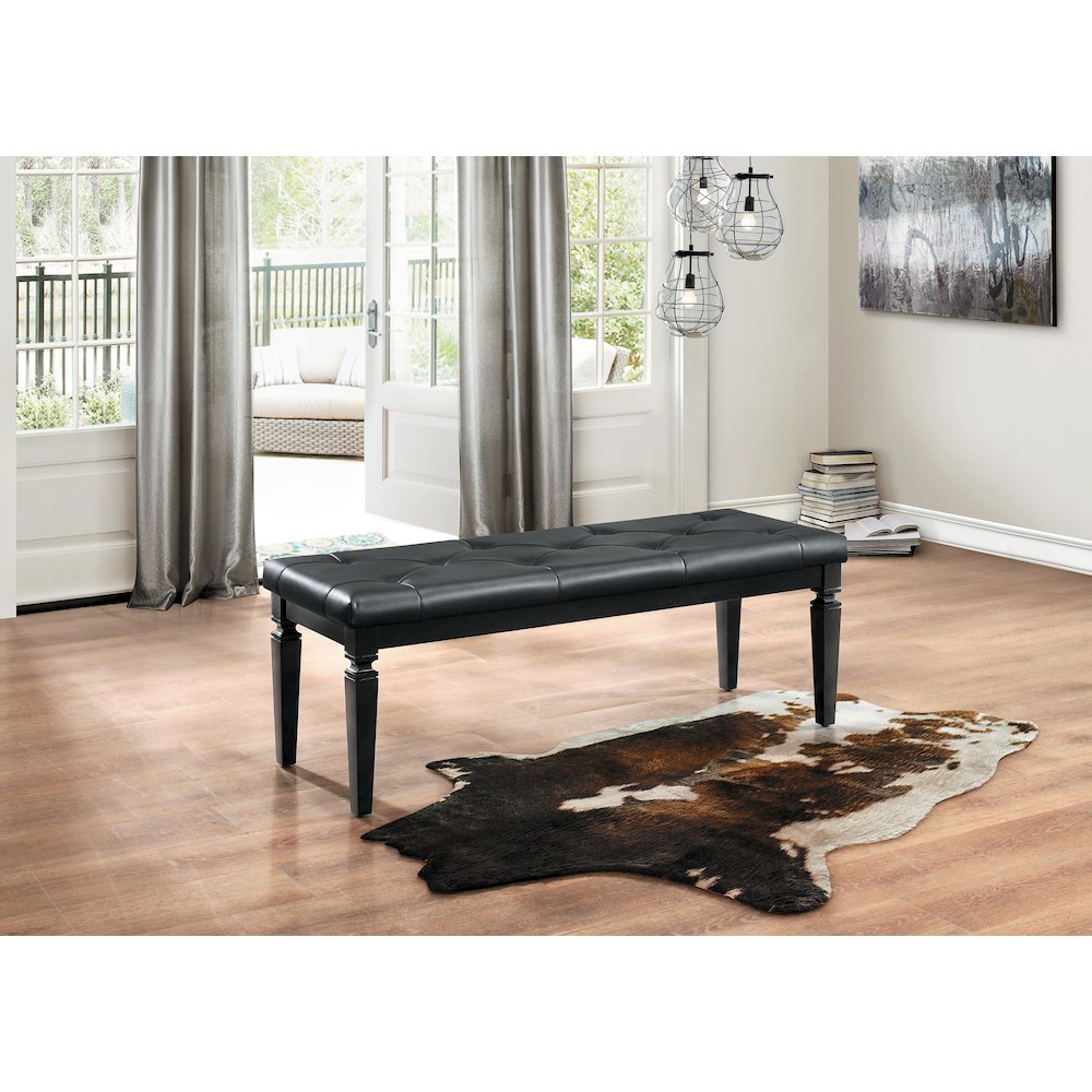 Allura Rubberwood Bench in Black. Picture 2