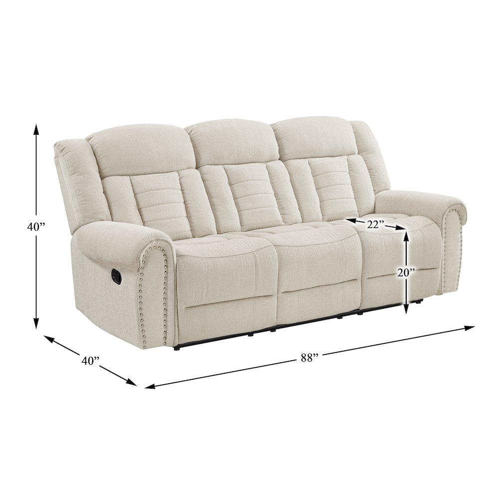 Nutmeg Chenille Double Reclining Sofa in Beige. Picture 5