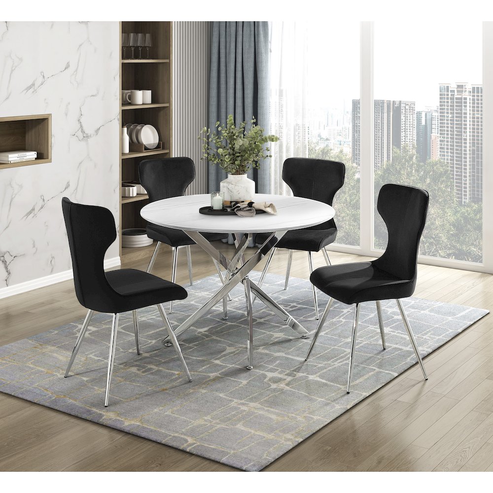 Topeka Velvet Dining Side Chair, Set of 2 in Black. Picture 2