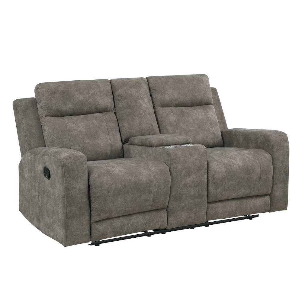 Muncie Microfiber 2pc Set: Sofa, Love in Brown. Picture 1